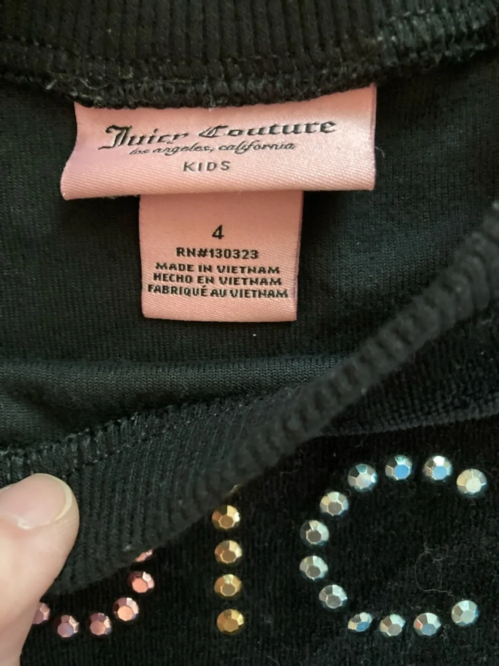 Juicy Couture Black Velour Two-Piece Set with Multicolor Rhinestones